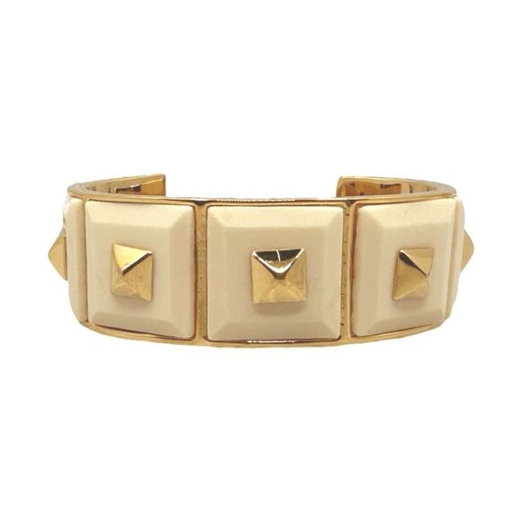 Trina Turk Gold Ivory Pyramid Top Cuff Bracelet - Picture 1 of 4